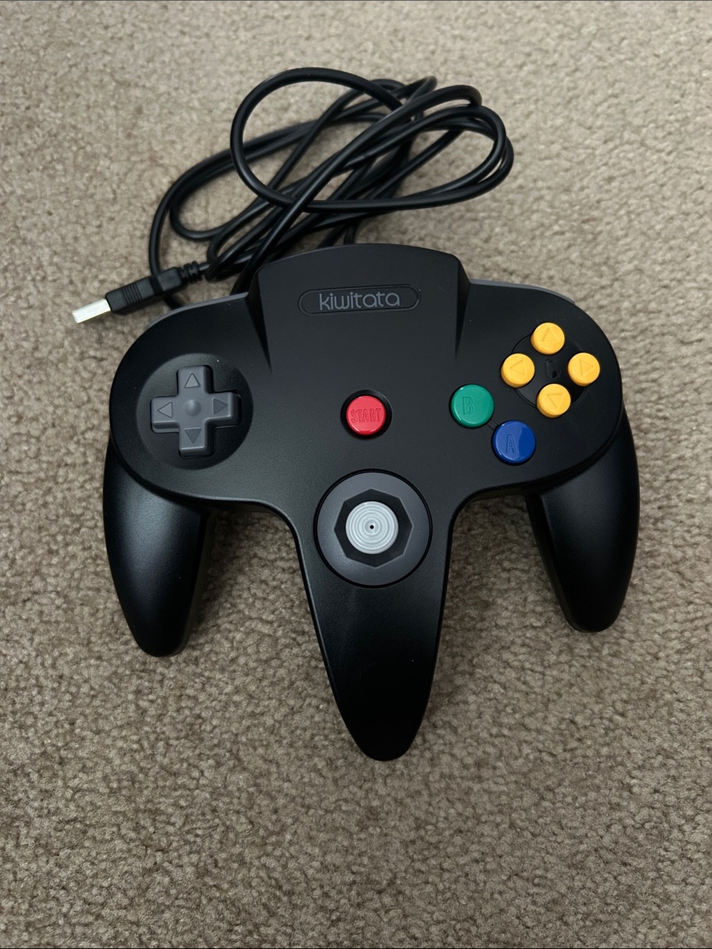 Black Wired N64-Style Game Controller